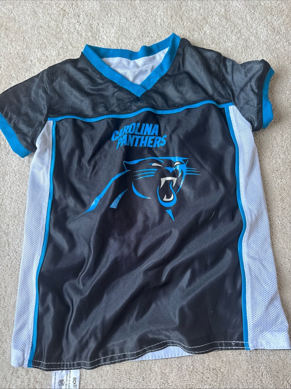 Carolina Panthers Kids Black & Blue Sports Tee flag football jersey reversible